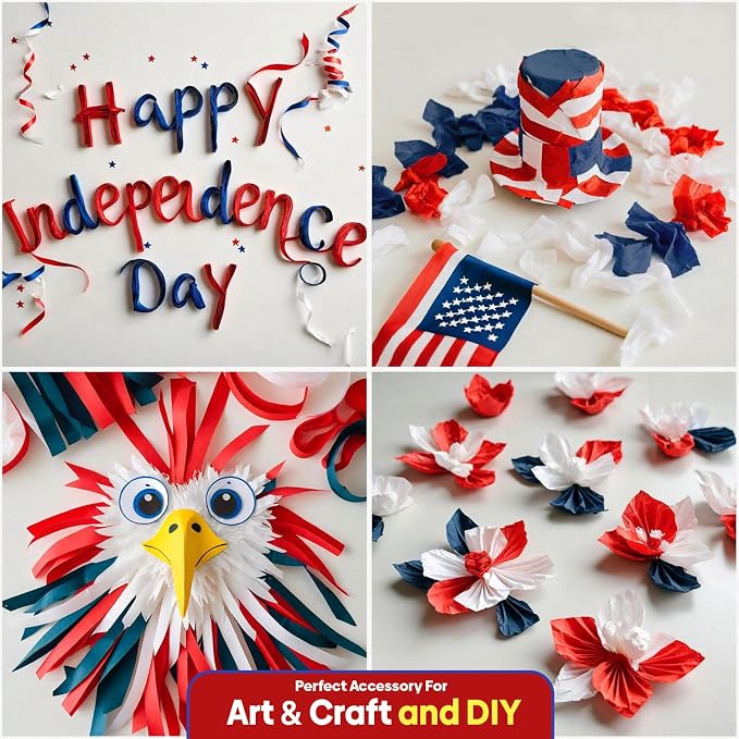 6 Red White Blue Streamers, 492ft Pack of Crepe Paper Party Decorations | Each - Image 5