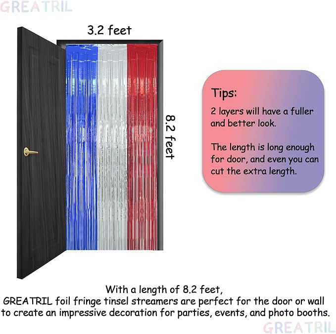 Blue Silver Red Party Streamers - Image 6