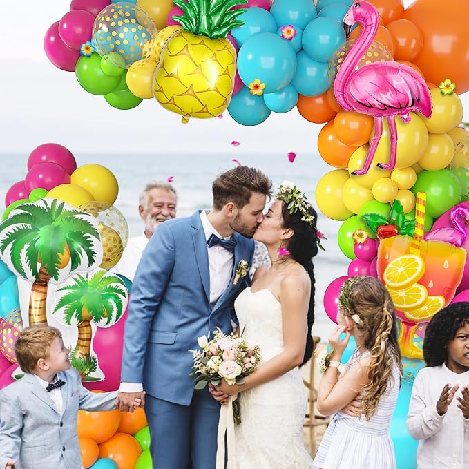 189Pcs Tropical Balloons Arch Kit, Luau Summer Party Decorations | Hot Pink - Image 5