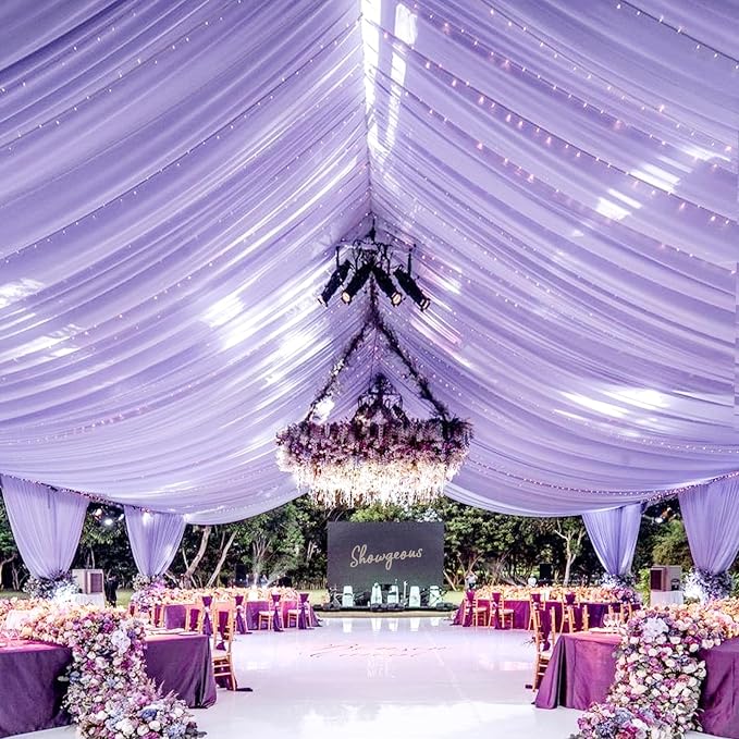 Purple Ceiling Drapes for Wedding 5ftx10ft Arch Draping Fabric Sheer Curtains by Showgeous