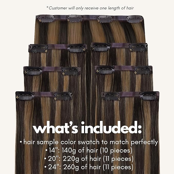 Irresistible Me Real Human Hair Extensions Clip Ins – 100% Human Hair Clip In Extensions for Length & Volume – Invisible Extension – Heat Resistant & Dyeable – Dark Highlights, 24 Inches