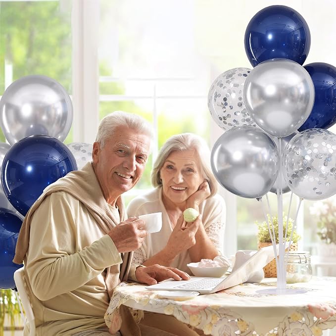 4 Sets Navy Blue Silver Balloons Stand Kit - Image 6