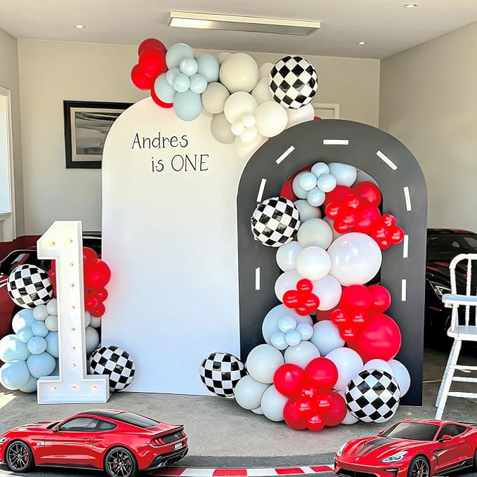 12 Pcs Checkered Balloons, 18 Inch Black and White Checkered Flag Foil Mylar - Image 2