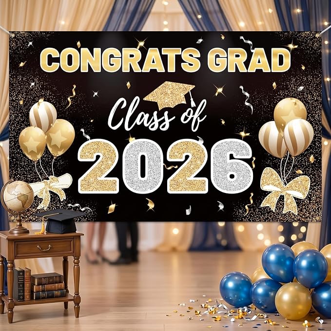 2026 Graduation Backdrop Black - Image 6