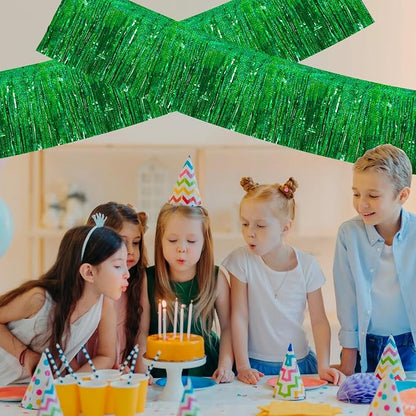 BEISHIDA Laser Green Fringe Garland Banner 30ft Wall Tinsel Foil Streamers | - Image 4