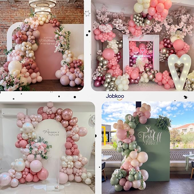 Jobkoo Dusty Pink Balloons 12 Inch, Vintage Retro Blush Pink Latex Balloon | - Image 7