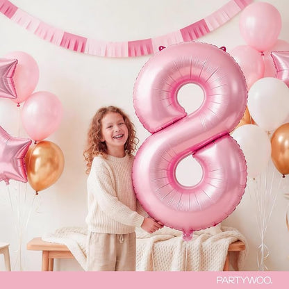 PartyWoo Number Balloons 40 Inch Pink Number 8 Kit 25pcs - Image 3