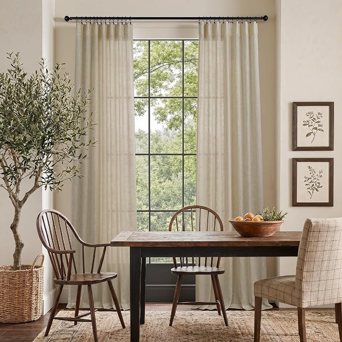 102 Inch Long Curtains Semi Sheer Linen Curtains - Image 2