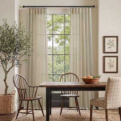 102 Inch Long Curtains Semi Sheer Linen Curtains - Image 2
