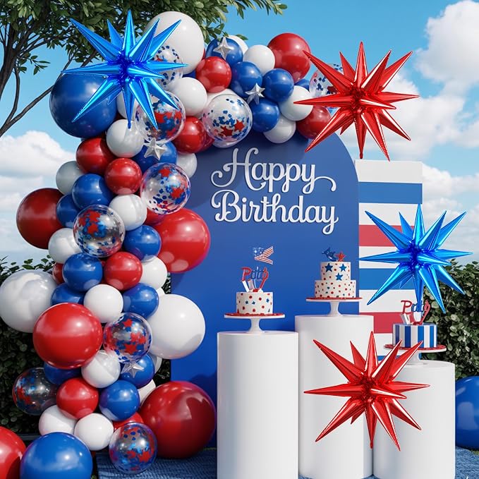 Red Blue Star Balloons, 22/27 Inch Blue And Red Star Shaped Balloons, Aluminum - Image 4