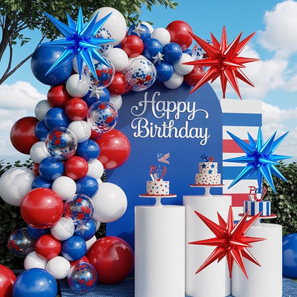 Red Blue Star Balloons, 22/27 Inch Blue And Red Star Shaped Balloons, Aluminum - Image 4