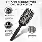 Silver Arch Round Brush for Blow Out (35mm) Professional Metal Round Hair Brush for Blow Drying Hair with Sectioning Pin, Salon Quality Honeycomb Design with Anti-Static Ionic Technology
