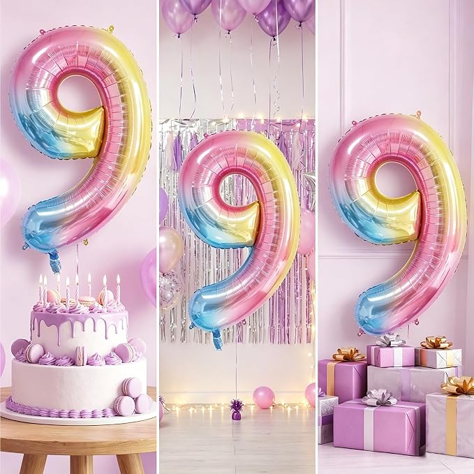 Rainbow Number Balloons Birthday Balloons - Image 7