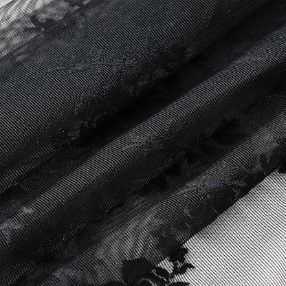 Kotile Black Floral Lace Curtains - Image 7