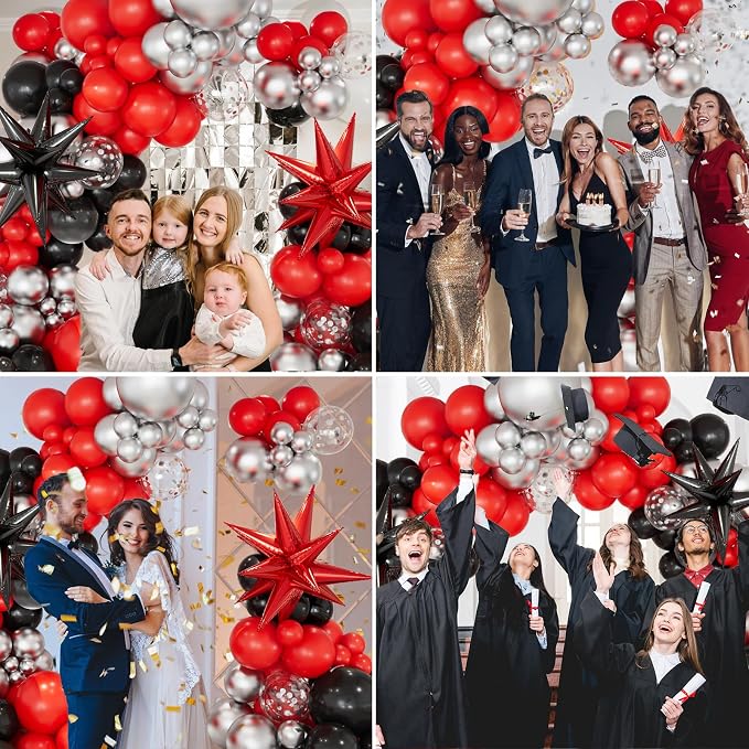 Red and Black Balloon Garland Arch Kit - Image 3