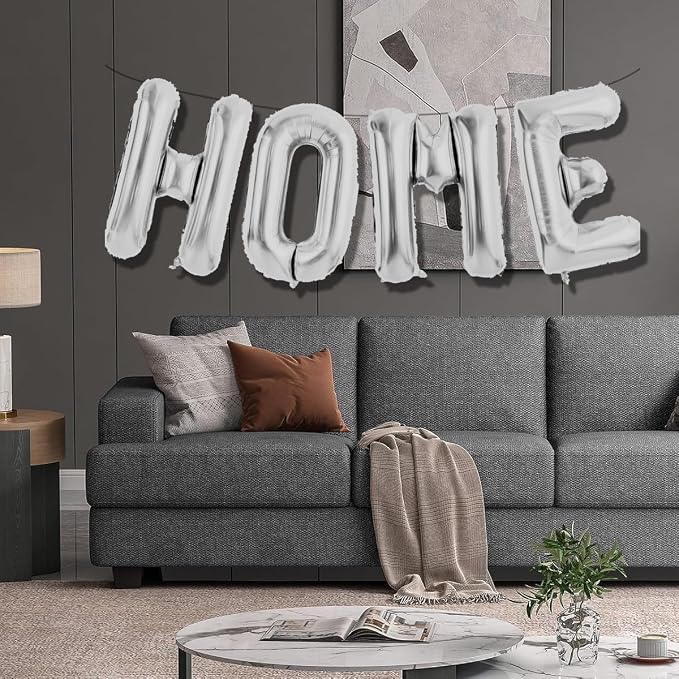 HOME Balloons Aluminum Mylar Foil Big Letter Balloon Silver | New Home Welcome - Image 3