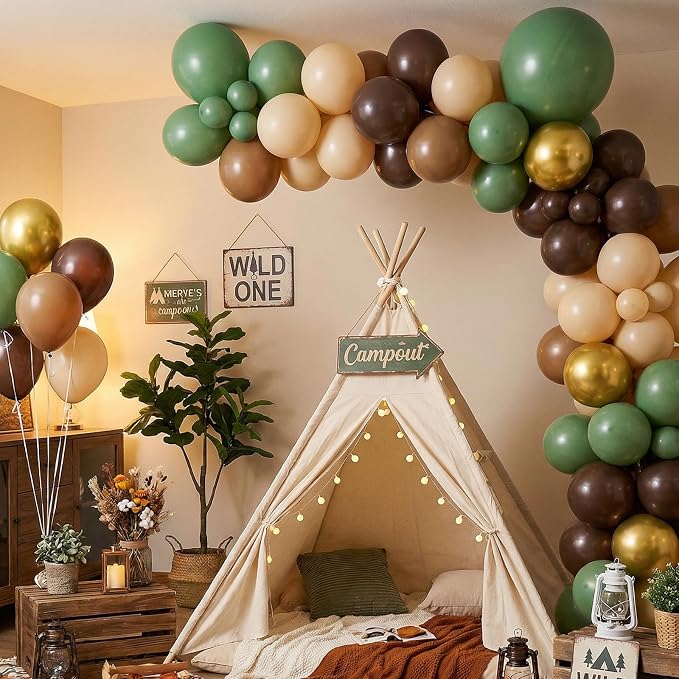 RUBFAC Sage Green and Brown Balloons - Image 4
