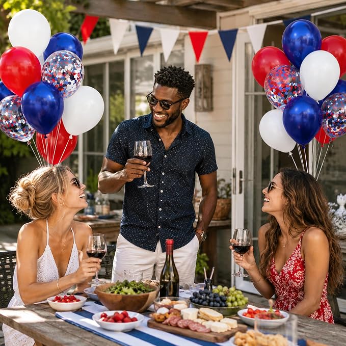 60pcs Red White and Blue Balloons 12inch - Image 6