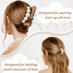 Pearl Hair Accessories for Women - 8Pack Claw Clips for Thick and Thin Hair, Barrettes for Styling and Weddings