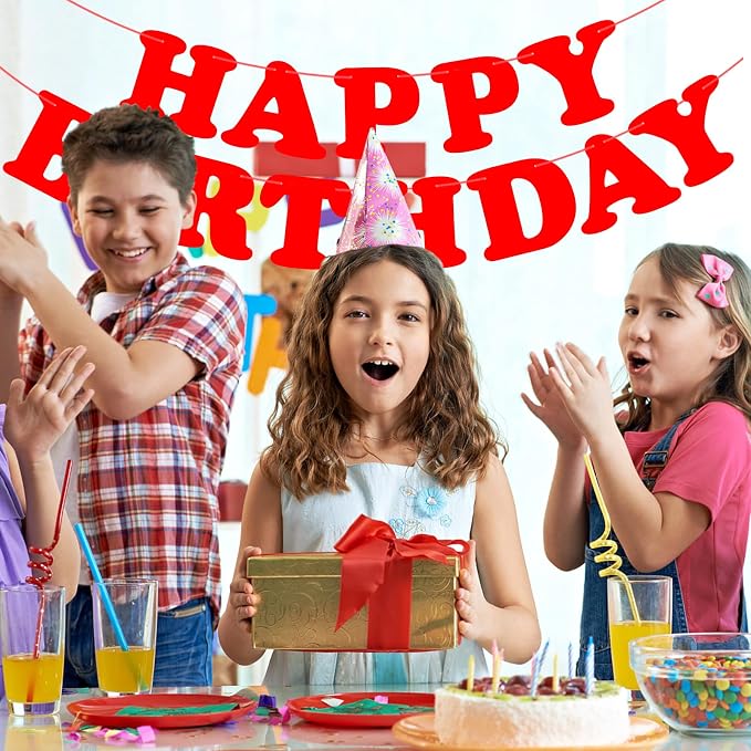 Red Happy Birthday Banner Sign Birthday Party Supplies Party Background - Image 4