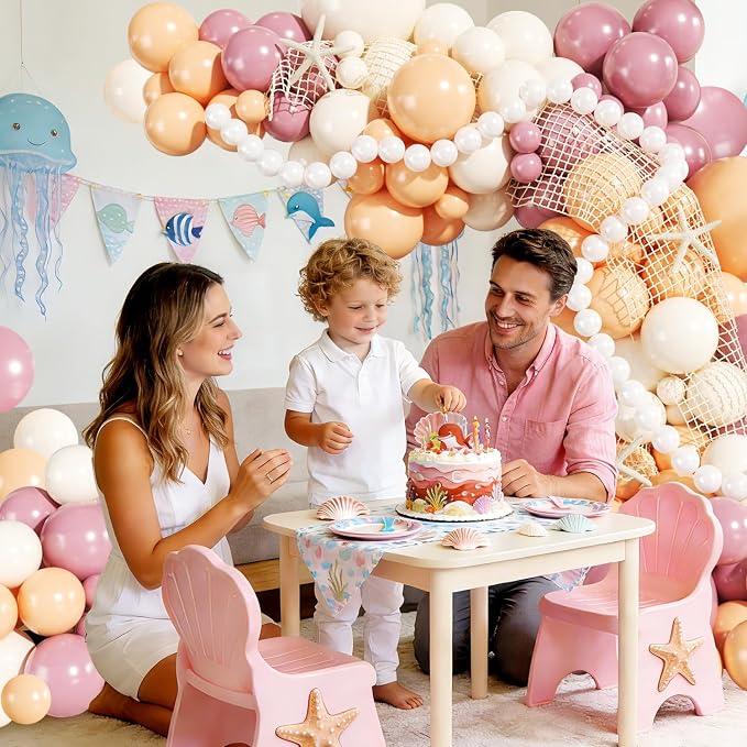 Pink Beach Balloon Arch Kit for Ocean Theme Baby Shower Decoration | 143Pcs - Image 4