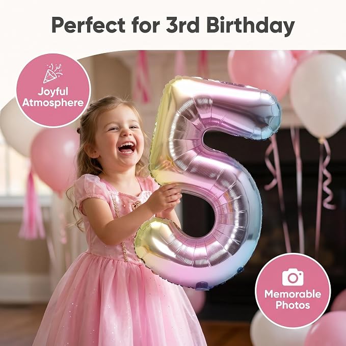 YPSelected 32 Inch Large Foil Helium Number Balloon Birthday Wedding Party 0-9 - Image 2