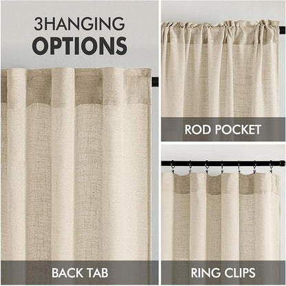 MIULEE Linen Curtains 52x84 Inch Length 2 Panels - Image 3