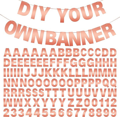 DIY Banner Kit with Letters Bright Rose Gold Customizable Birthday Banners by mifengda