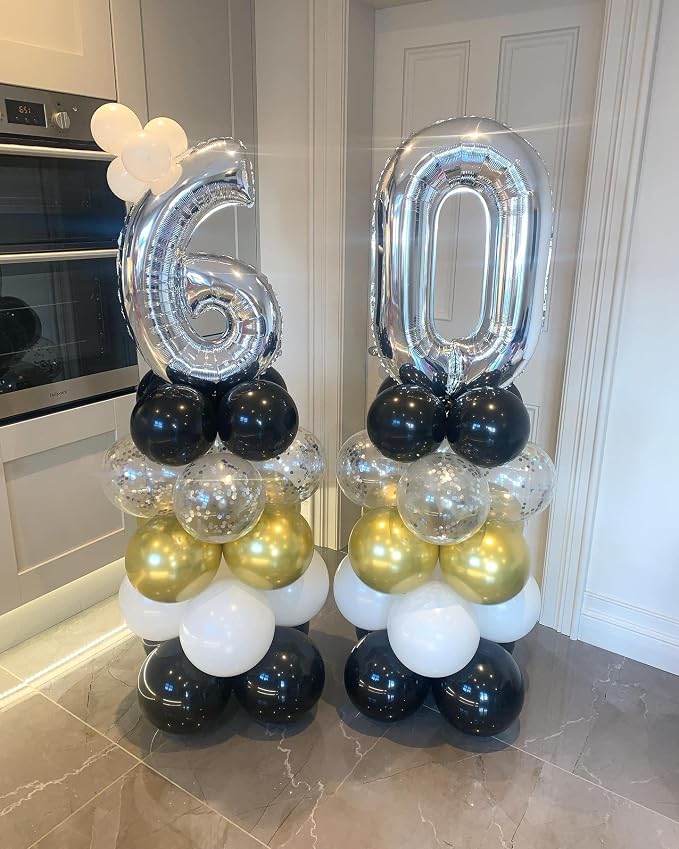 40 Inch Silver 60 Number Balloons Giant Jumbo Huge 60 Foil Mylar Helium Number - Image 5