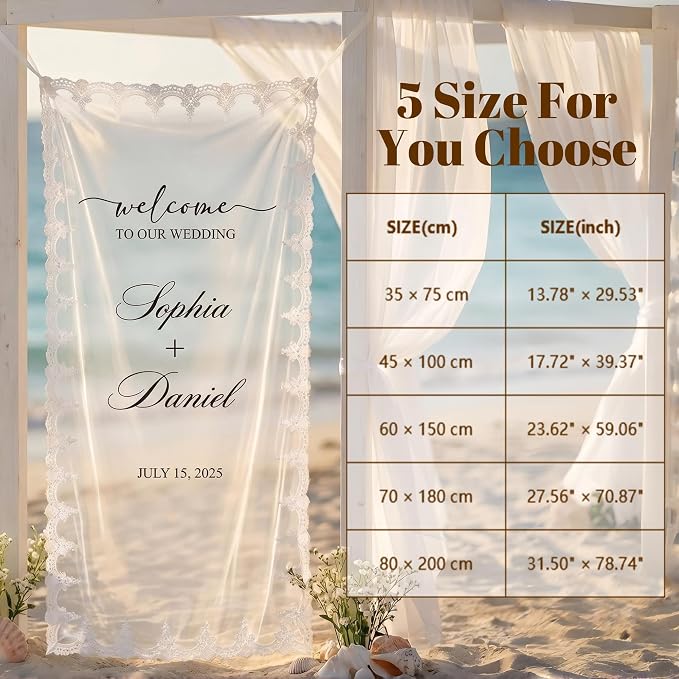 Personalized Wedding Welcome Sign – Custom Tulle Fabric Banner - Image 4