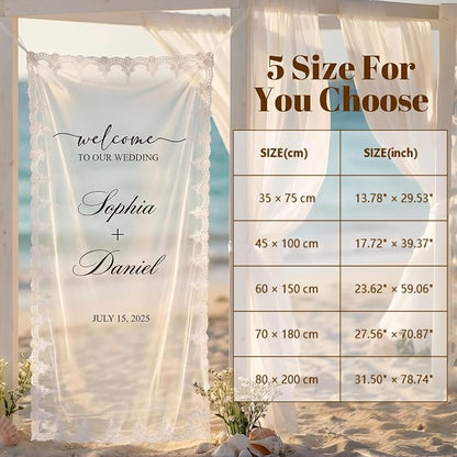 Personalized Wedding Welcome Sign – Custom Tulle Fabric Banner - Image 4