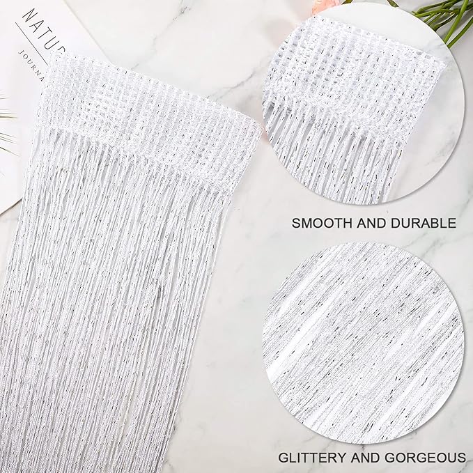 WILLBOND 4 Pcs String Curtains Glitter Fringe Curtains - Image 3