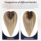 starluck Hair Toppers for Women with Bangs, 5"*5.5"Large Coverage Ombre Light Brown with Blond Highlight 100% Real Human Hair Toppers for Women with ThinningHair,Cover Gray HairRoots