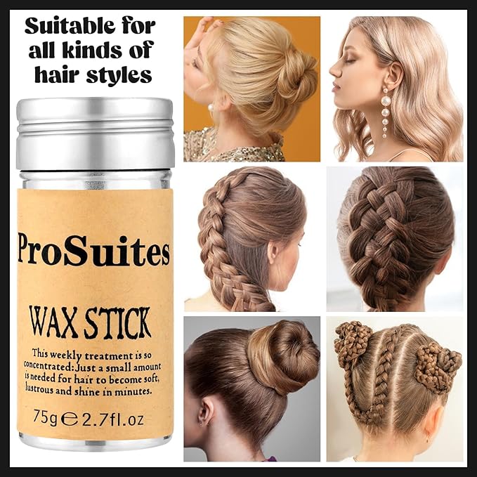 Slick Back Hair Brush with 1000pcs Hair Rubber Bands,Hair Wax Stick,Elastic Hair Ties,Rat Tail Comb for Women, Men and All,Curly Hair,Straight Hair