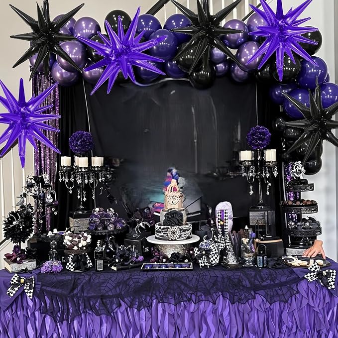 HILAVO 6PCS Purple Black Star Balloons, 22Inch Large Star Shaped Balloon Foil - Image 8