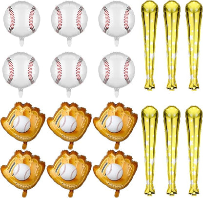Skylety 18 Pieces 18 Inch Baseball Balloons Baseball Foil Balloons 20 Inch by Skylety
