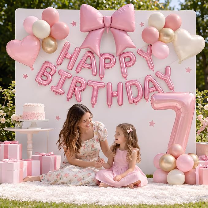 Dusty Pink Number 7 Balloon, 7th Birthday Decorations - Image 7