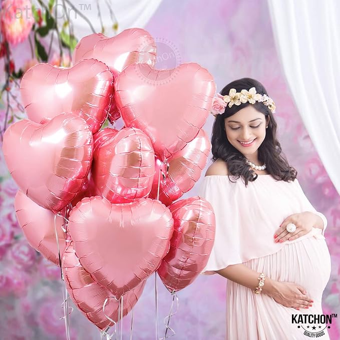 KatchOn Light Pink Heart Balloons Foil 18 Inch, Valentines Day Decorations - Image 7