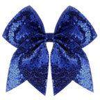 Large Glitter Cheer Bows Clips, Jumbo Big 7 Inch Cheerleading Sequin Hair Bow Hair Accessories for Teens Girls Football Sports Cheerleader Outfit Uniform (Royal Blue)