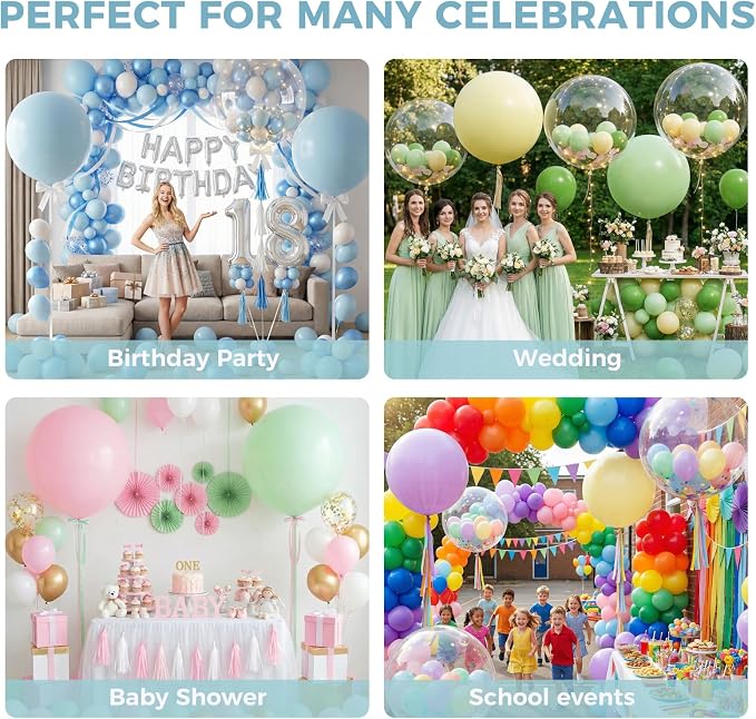 LovesTown 12 PCS Pastel Large Balloons, 36 Inch Latex Giant Balloons - Image 5