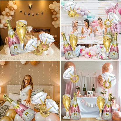 4 Pcs Diamond Ring Balloon, Huge Glitter Aluminum Foil Ring Balloons - Image 5