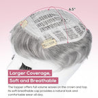 REECHO Hair Topper, Short Wiglet Hair Topper for Women with Thinning Large Coverage Synthetic Top Crown Hairpiece for Women - Silver Mist