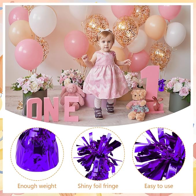 8 Pcs Purple Metallic Balloon Weights Holder Anchors Balloon Holder Weights - Image 3