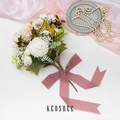 KEOSREE Purple Lavender Dusty Rose Chiffon Ribbon, 1.5" x21Yd | Handmade Frayed - Image 8