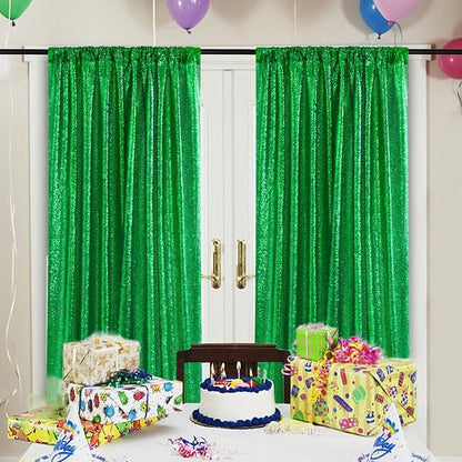 Green Sequin Backdrop 4 Panels 2FTx8FT Glitter Wedding Photo Backdrop | - Image 7