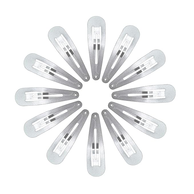 Dofash 12PCS Snap Hair Clips For Women-Non Slip & Metal Hair Barrettes, 5cm 2'' Small Clips For Thin & Fine Hair, Silver Grey