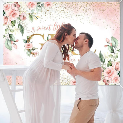 Avezano Girl Baby Shower Backdrop Pink Floral Sweet Baby Baby Shower Banner A - Image 5