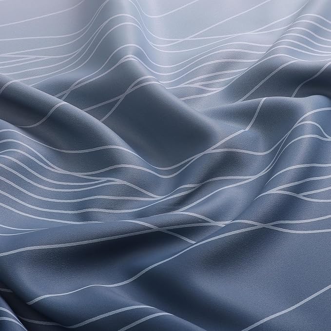 Navy Blue and Greyish White Ombre Short Blackout Cafe Curtains 36 Inch Length - Image 9