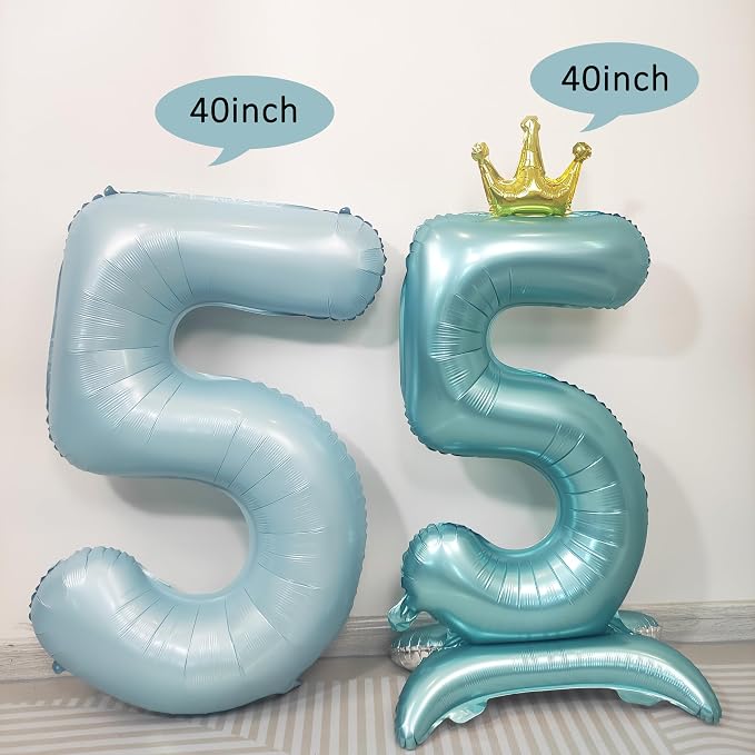 Blue Crown Number 7 Foil Balloon Standing Blue digital 7 Foil Balloon | - Image 4