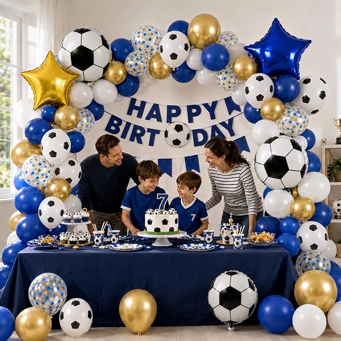 Soccer Balloons, Royal Blue Gold Balloons - Image 6